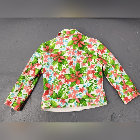 ♥️ LIZ CLAIBORNE WOMEN'S DENIM STYLE FLORAL PATTERN JACKET SIZE P (PETITE) SMALL - Picture 12 of 12